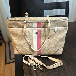 Coach heritage stripe diaper bag